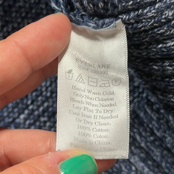 Everlane The Link-Stitch Relaxed Fit V-Neck Knit Sweater; Heathered Blue - Large - Picture 12 of 13